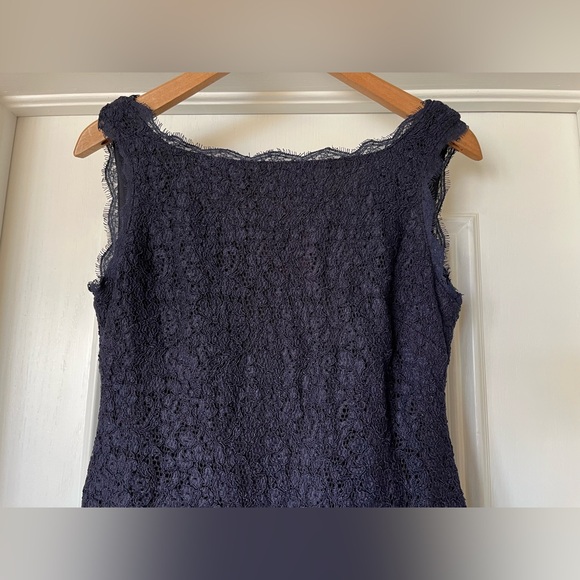 Adrianna Papell Women’s Size 8P 8 Petite Navy Blue Lace Sleeveless Sheath Dress - Picture 3 of 9